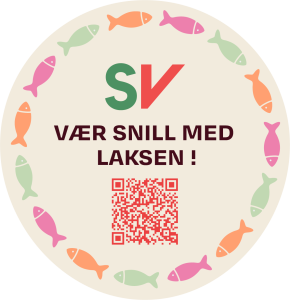 Kampanjebilde om oppdrett. "Vær snill med laksen!"