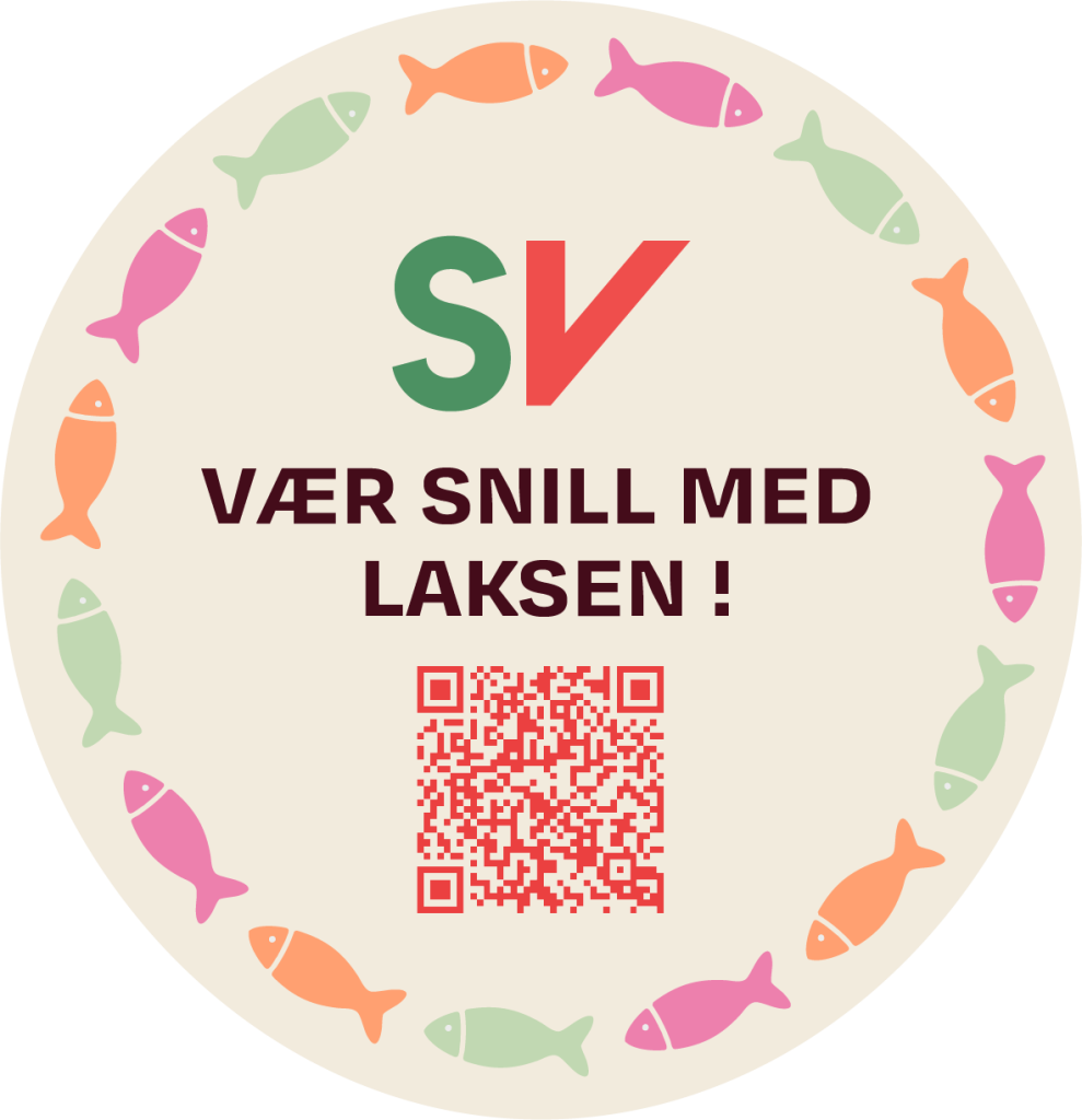 Kampanjebilde om oppdrett. "Vær snill med laksen!"