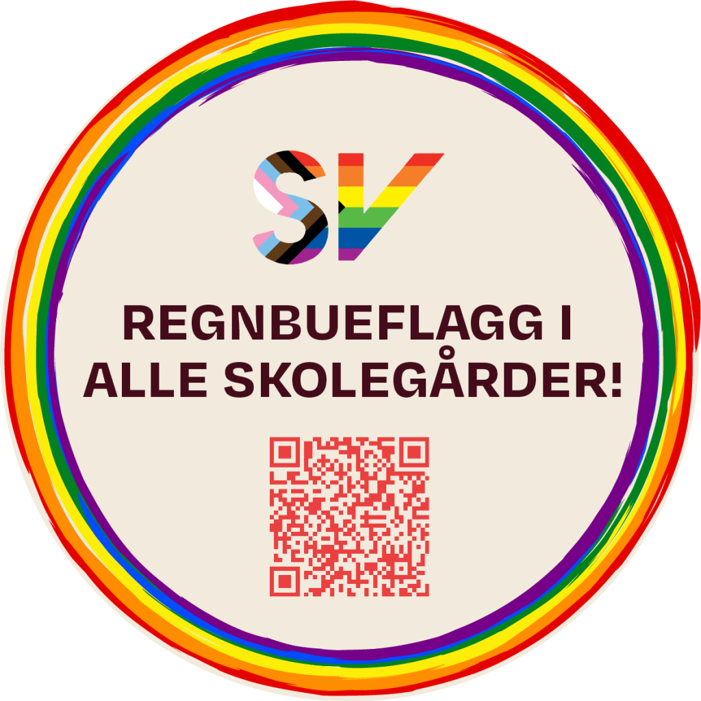 Kampanjebilde om Pride. "Regnbueflagg i alle skolegårder!"
